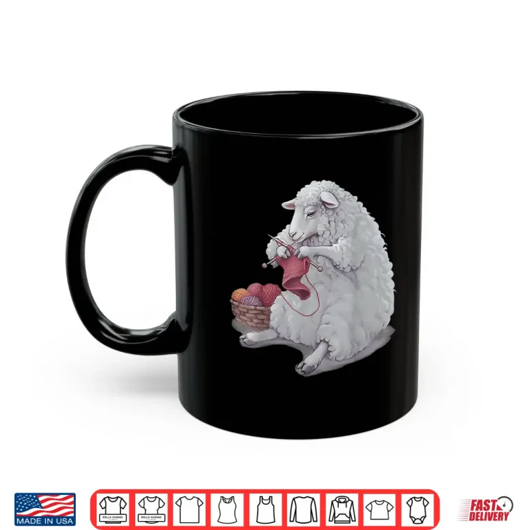 Mug Woolly Sheep Design Knitting Crocheting Knitter Crocheter Shirt