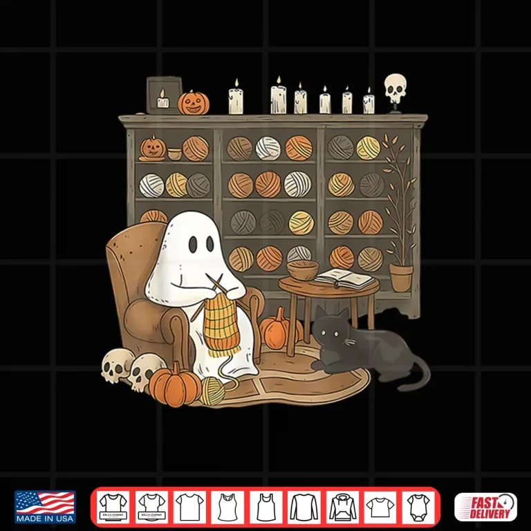 Design Boo Ghost Halloween Yarn Crochet Knitting Spooky Retro Shirt