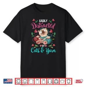 Cats And Yarn Addicted Crochet Professional Humor Funny Shirt