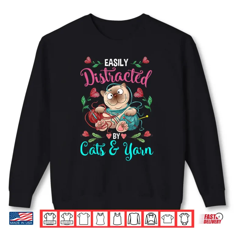 Sweatshirt Cats and Yarn Addicted Crochet Professional Humor Funny Shirt