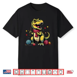 Dinosaur T Rex Crochet Knitting Yarn Knitter Crocheting Shirt