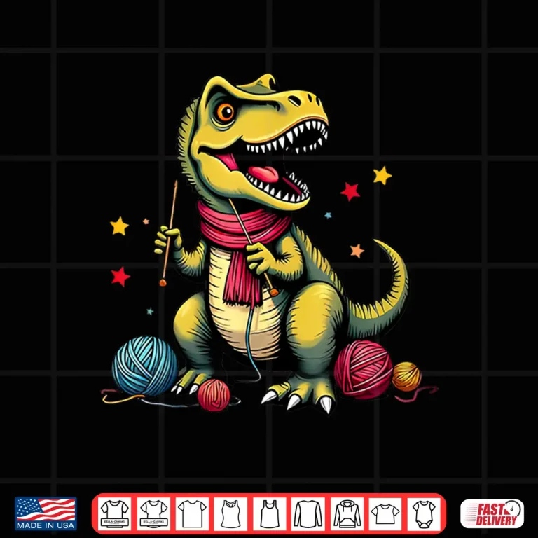 Design Dinosaur T Rex Crochet Knitting Yarn Knitter Crocheting Shirt