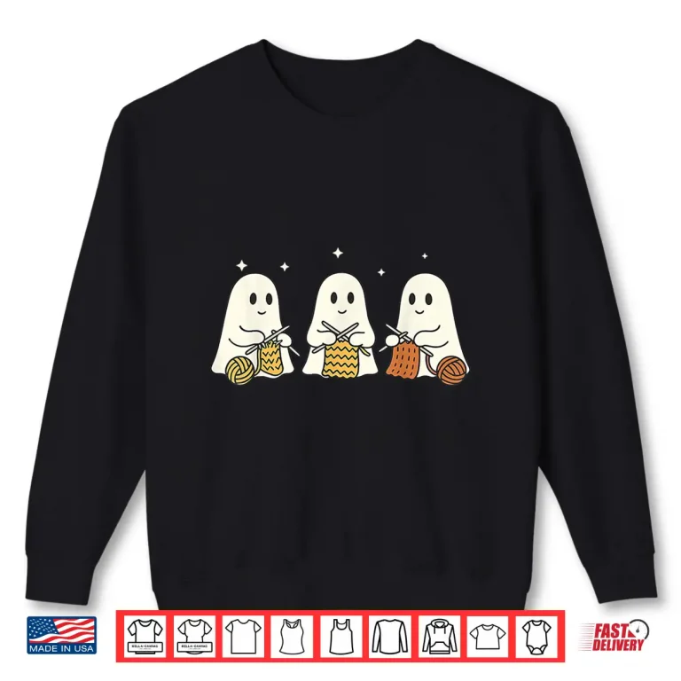 Sweatshirt Ghost Halloween Knitting Yarn Knitter Craft Parent Identity Shirt