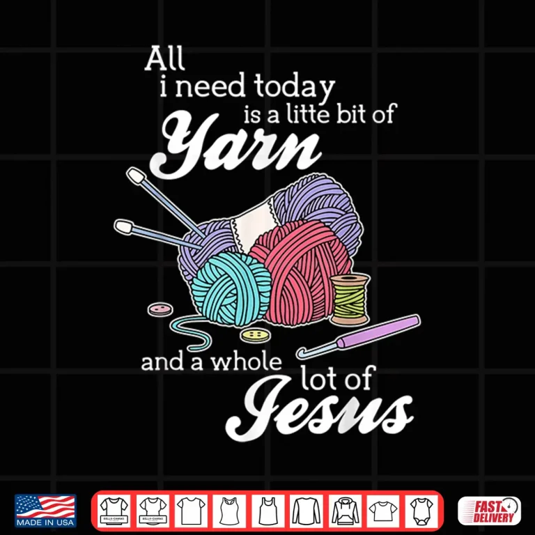 Design Jesus And Yarn Crocheting Knitting Christian Religion Gift Shirt