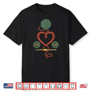 Professional Heart Design Crochet Hook Yarn Lovers Graphic Shirt