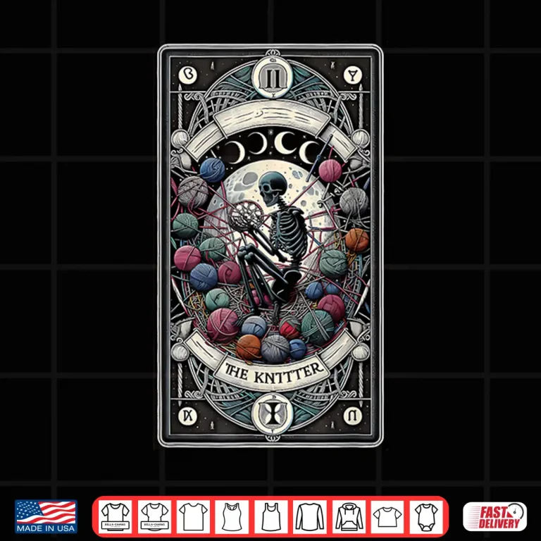 Design The Knitter Tarot Card Skeleton Knitting Crocheter Lovers Shirt
