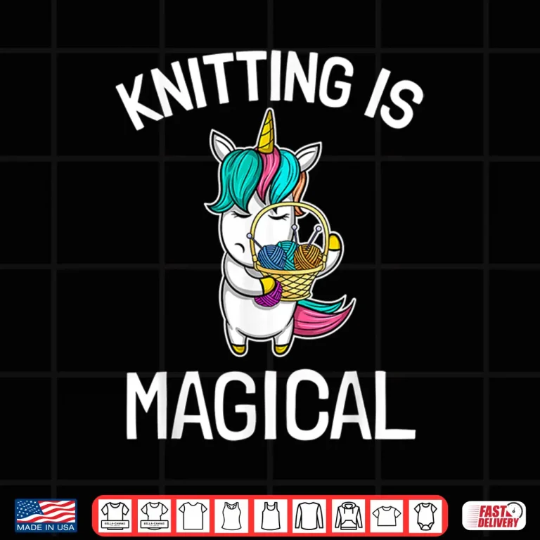 Design Unicorn Magic Knitting Saying Needles Professional Humor Shirt