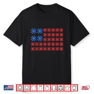 Patriotic American Flag Quilt Quilting Sewing Fourth Of July Shirt