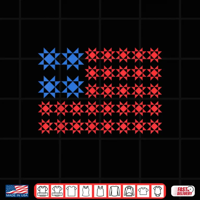 Design Patriotic American Flag Quilt Quilting Sewing Fourth Of July Shirt