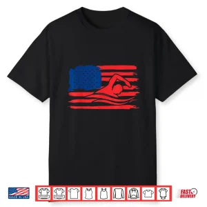 American Flag Team Swimmer Professional Vintage Swimming Gift Shirt