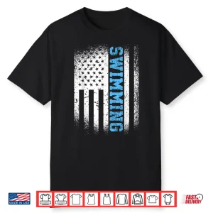 American Swimmer Usa Flag Swimming Swim Professional Athletic Shirt