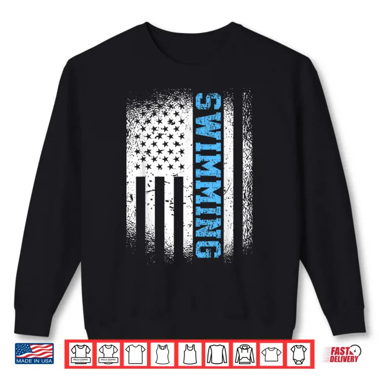 Sweatshirt American Swimmer USA Flag Swimming Swim Professional Athletic Shirt
