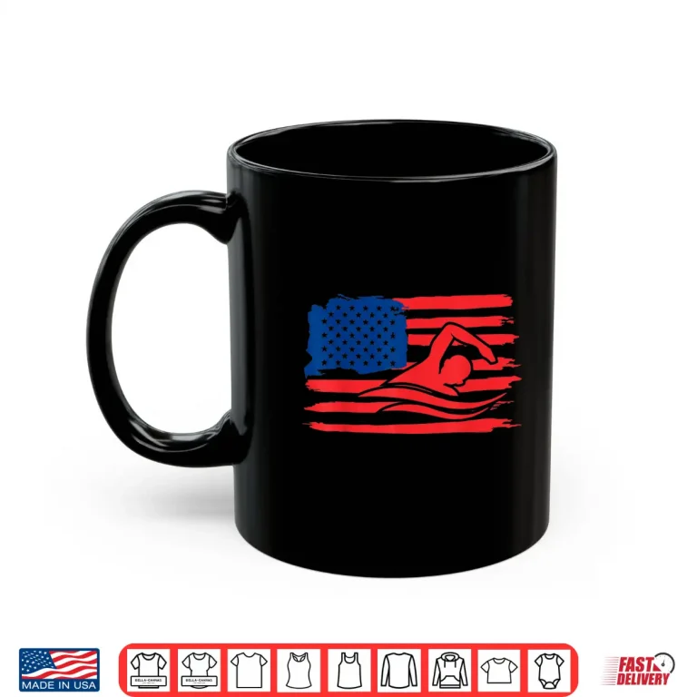 Mug American Flag Team Swimmer Professional Vintage Swimming Gift Shirt