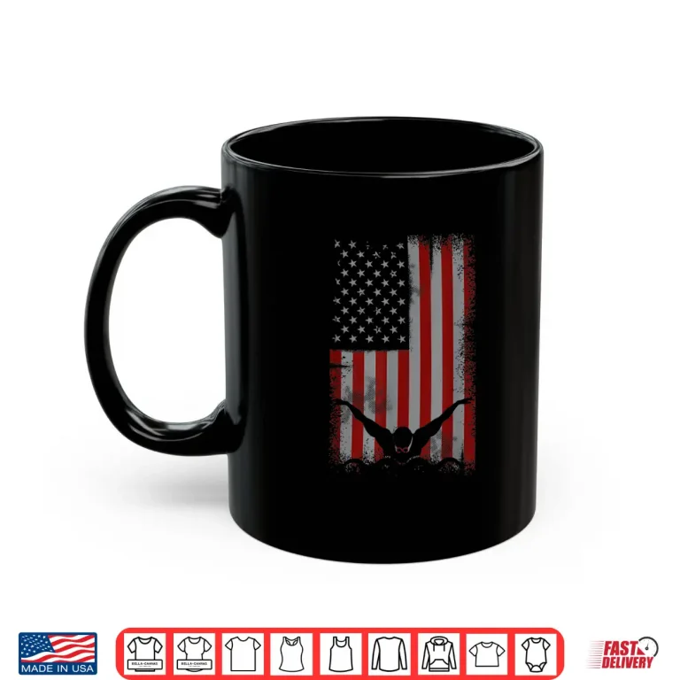 Mug American Flag Design Swimming Professional Swimmer Retro Shirt