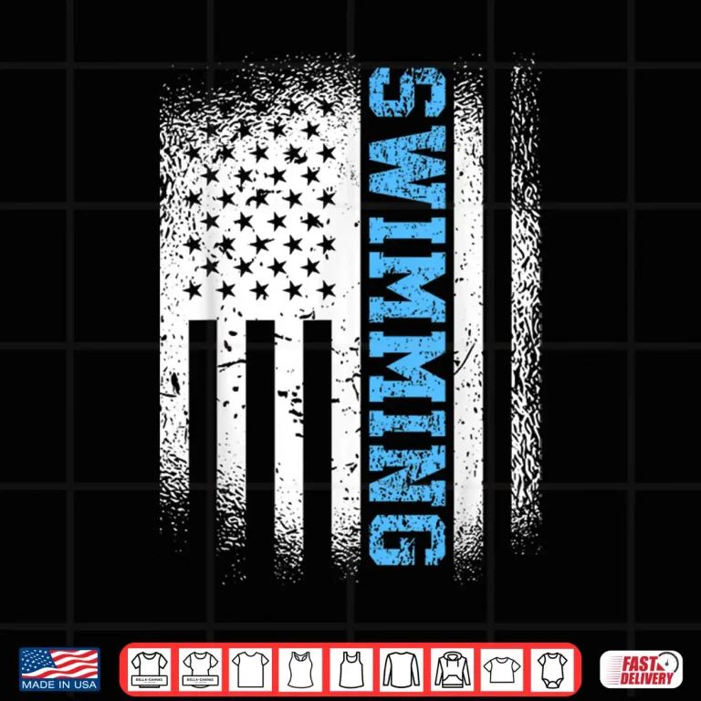 Design American Swimmer USA Flag Swimming Swim Professional Athletic Shirt