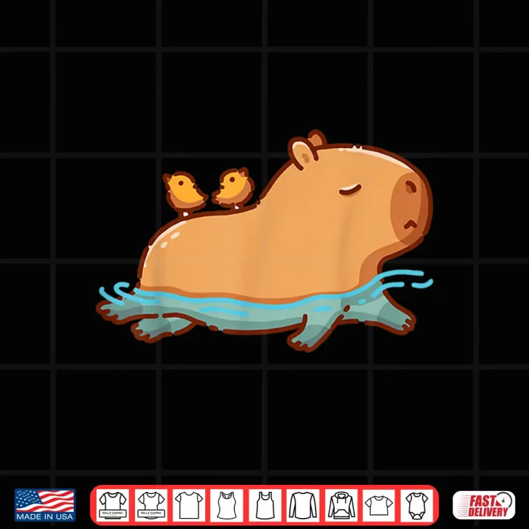 Design Animal Cartoon Graphic Swimming Capybara Birds Funny Character Shirt