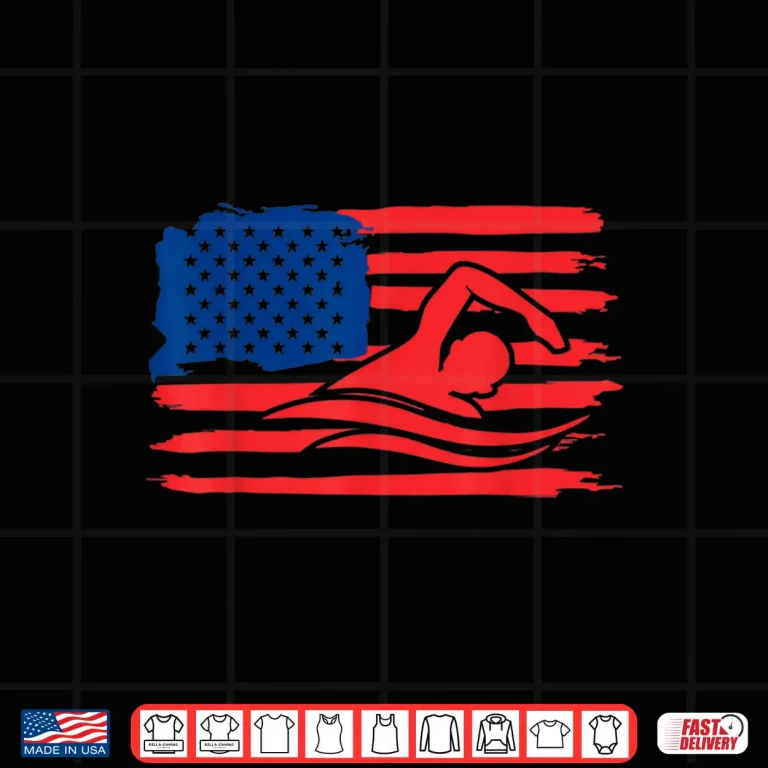 Design American Flag Team Swimmer Professional Vintage Swimming Gift Shirt