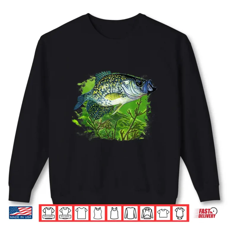 Sweatshirt Cool Branches Design Crappie Swimming Professional Aquatic Graphic Shirt