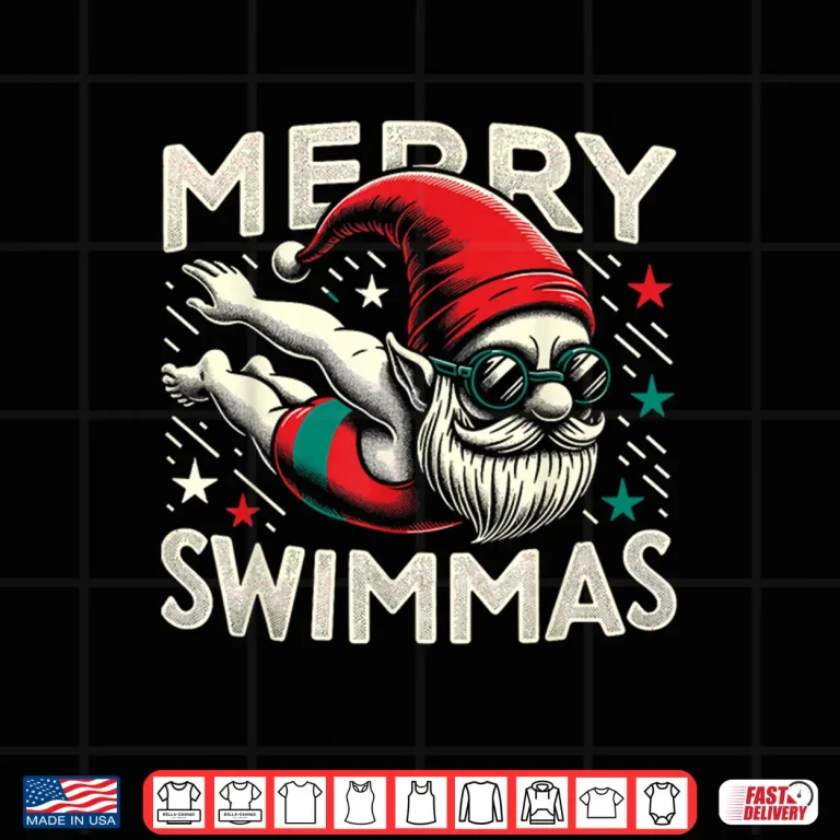 Design Gnome Merry Swimmas Swimmer Christmas Holiday Seasonal Shirt