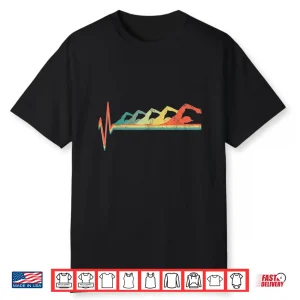 Heartbeat Pulse Swimming Swimmer Professional Retro Gift Shirt
