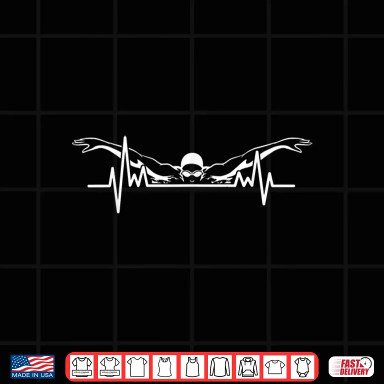Design Heartbeat Pulse Swimming Swim Team Swimmer Modern Graphic Shirt