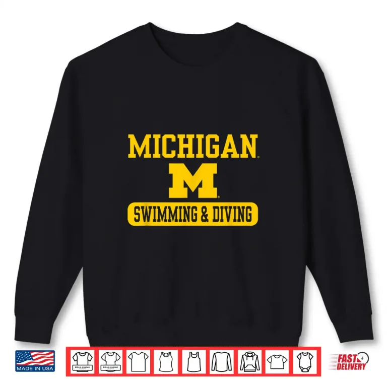 Sweatshirt Navy Graphic Michigan Wolverines Swimming and Diving Licensed Shirt