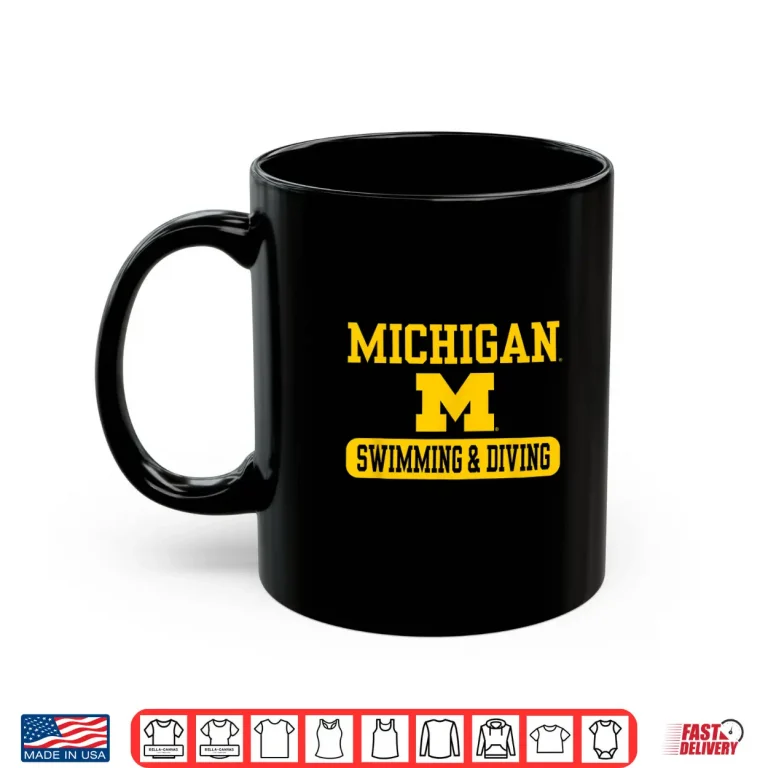 Mug Navy Graphic Michigan Wolverines Swimming and Diving Licensed Shirt