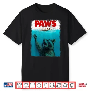 Raccoon Paws Swimming Shark Professional Retro Vintage Humor Shirt