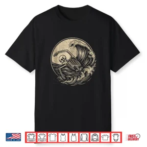 Skeleton Wave Design Swimming Swimmer Professional Retro Vintage Shirt