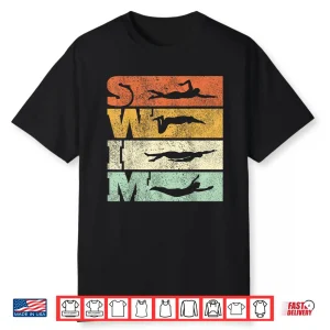 Strokes Design Swimming Swim Professional Retro Vintage Shirt