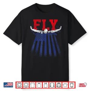 American Flag Butterfly Stroke Usa Swimming Swimmer Professional Graphic Shirt