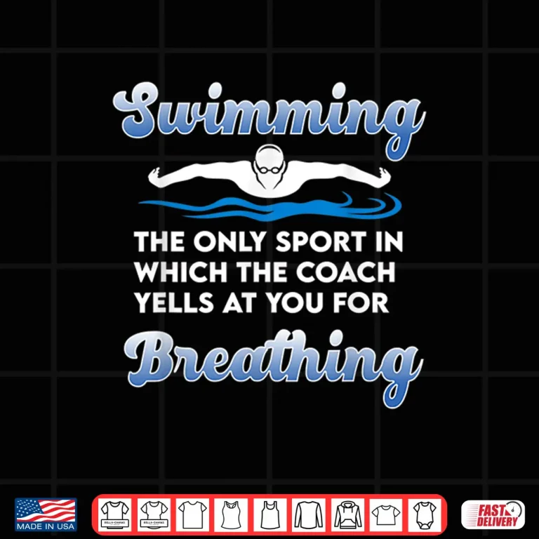 Design Breathing Joke Swim Team Swimming Coach Professional Humor Shirt