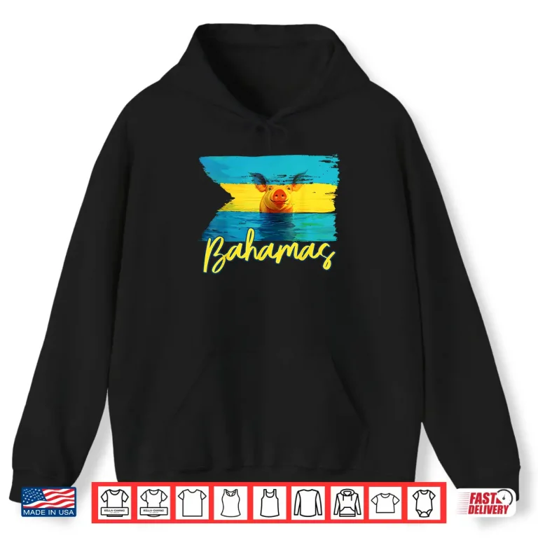 Hoodie Pig Flag Beach Caribbean Vacation Bahamas Swimming Family Shirt