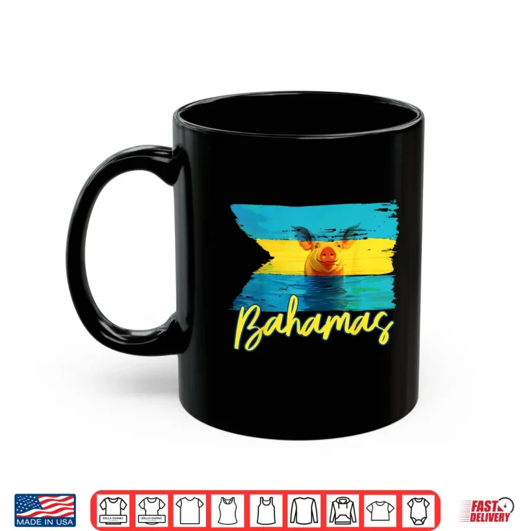 Mug Pig Flag Beach Caribbean Vacation Bahamas Swimming Family Shirt