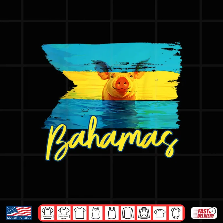 Design Pig Flag Beach Caribbean Vacation Bahamas Swimming Family Shirt