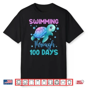Through One Hundred Days Swimming One Hundredth Day Of School Shirt