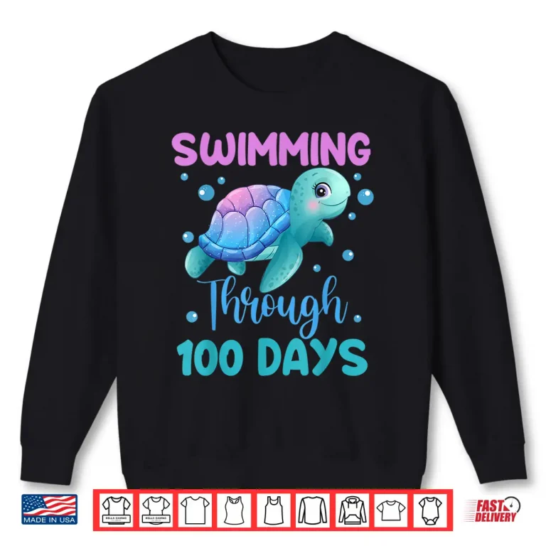 Sweatshirt Through One Hundred Days Swimming One Hundredth Day Of School Shirt