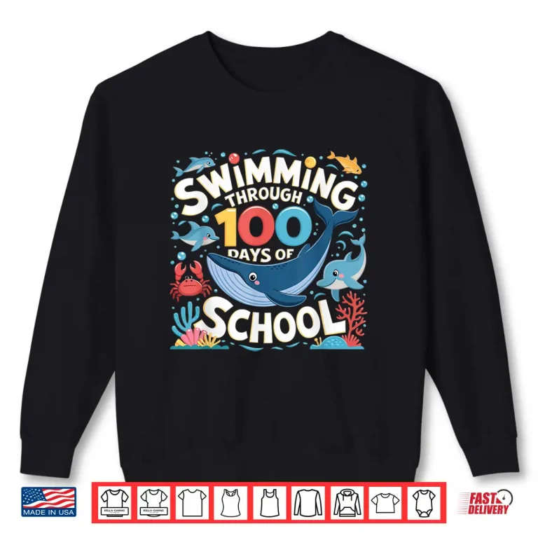 Sweatshirt Through One Hundred Days Of School Swimming Ocean Underwater Shirt