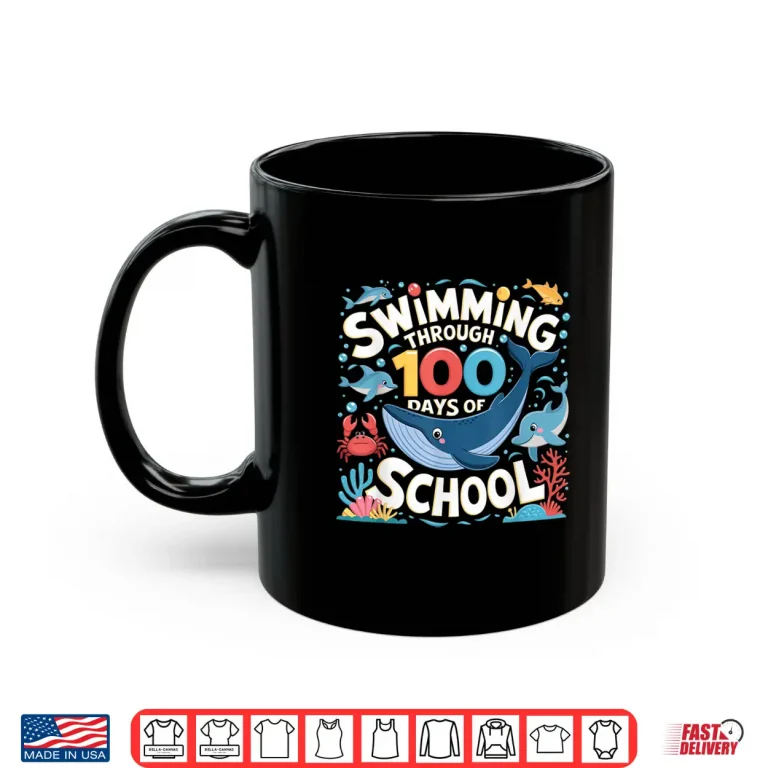 Mug Through One Hundred Days Of School Swimming Ocean Underwater Shirt