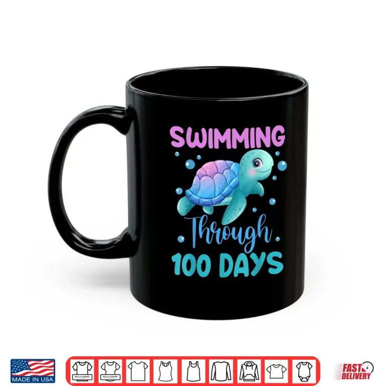 Mug Through One Hundred Days Swimming One Hundredth Day Of School Shirt