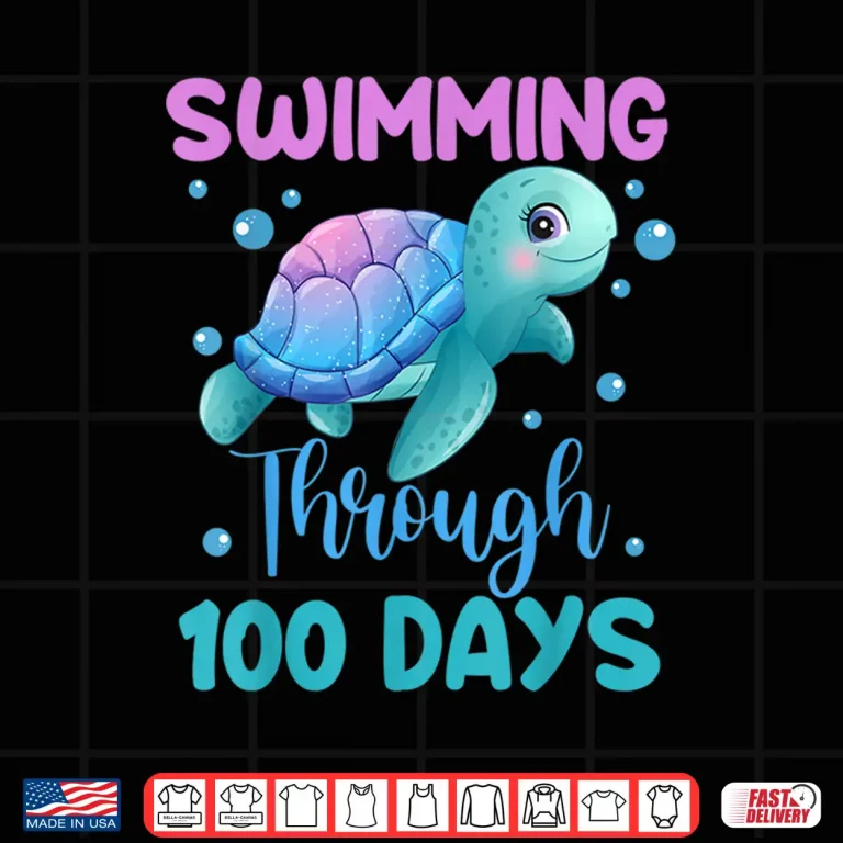 Design Through One Hundred Days Swimming One Hundredth Day Of School Shirt