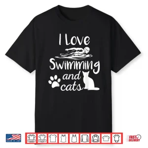 Vintage Cat Design Swimming Professional Unisex Gift Idea Shirt