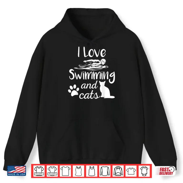 Hoodie Vintage Cat Design Swimming Professional Unisex Gift Idea Shirt