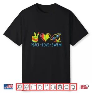 Peace Love Professional Swim Swimmer Swimming Coach Graphic Shirt