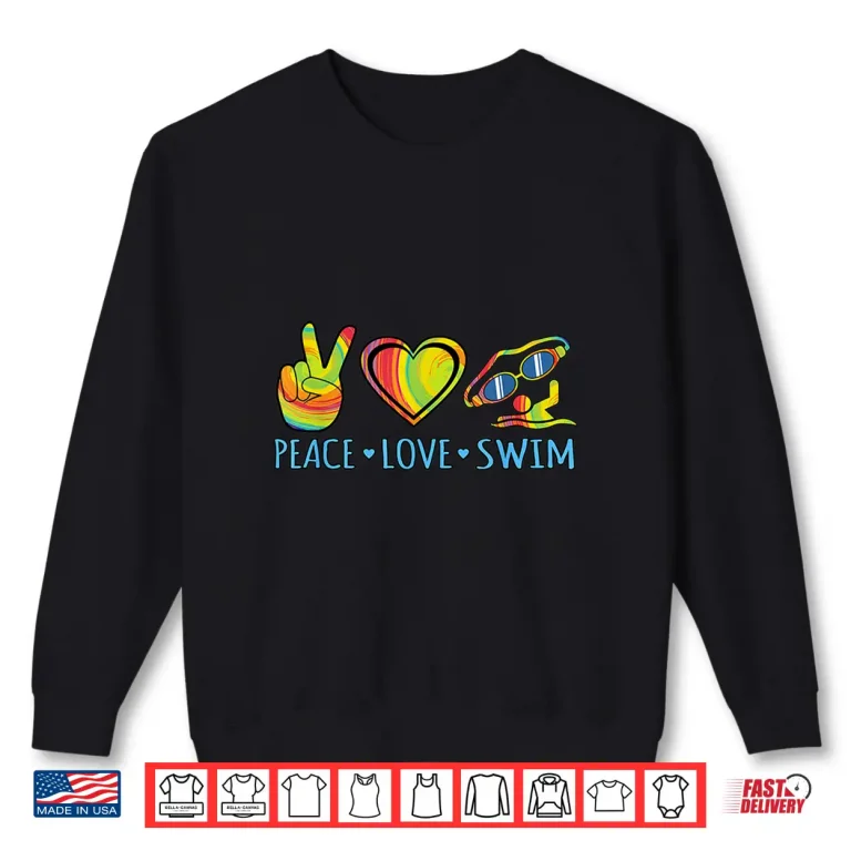Sweatshirt Peace Love Professional Swim Swimmer Swimming Coach Graphic Shirt