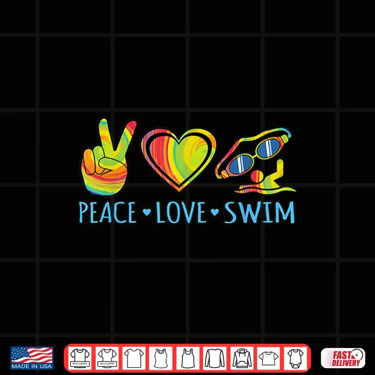 Design Peace Love Professional Swim Swimmer Swimming Coach Graphic Shirt
