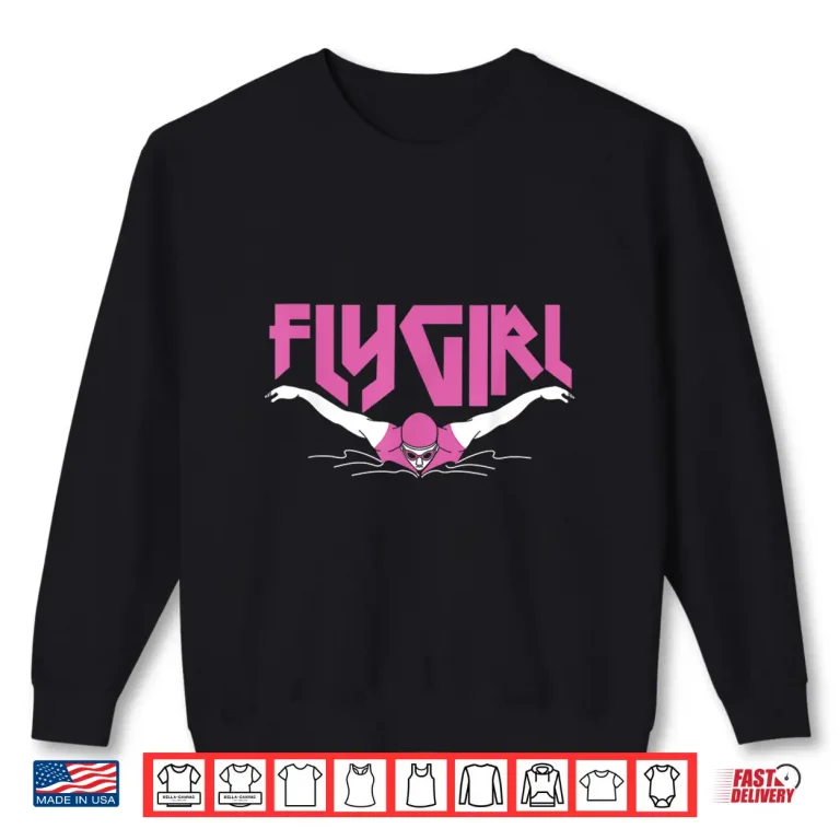 Sweatshirt Vaporwave Eighties Style Swimmer Swim Fly Girl Butterfly Swimming Shirt