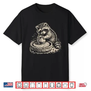 Raccoon At Wheel Animal Pottery Wheel Throwing Retro Graphic Shirt