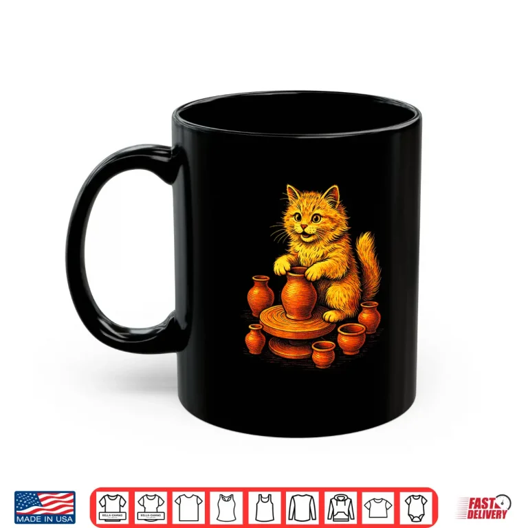 Mug Retro Artist Kitten Pottery Cat Animal Modern Graphic Shirt