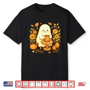 Ghost Fall Pumpkins Ceramic Artist Halloween Autumn Graphic Shirt